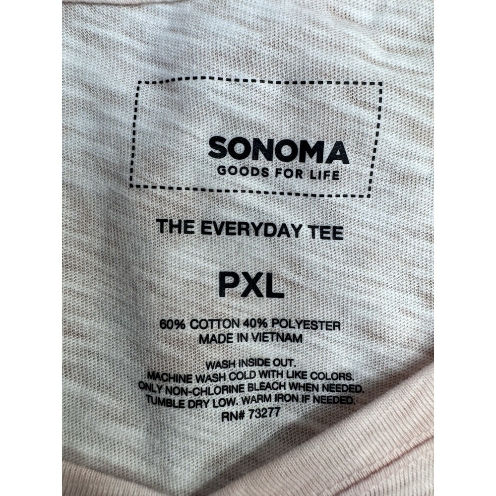 Sonoma The Everyday Tee Pink Print Long Sleeve V-Neck T-Shirt PXL Petite - Picture 8 of 9